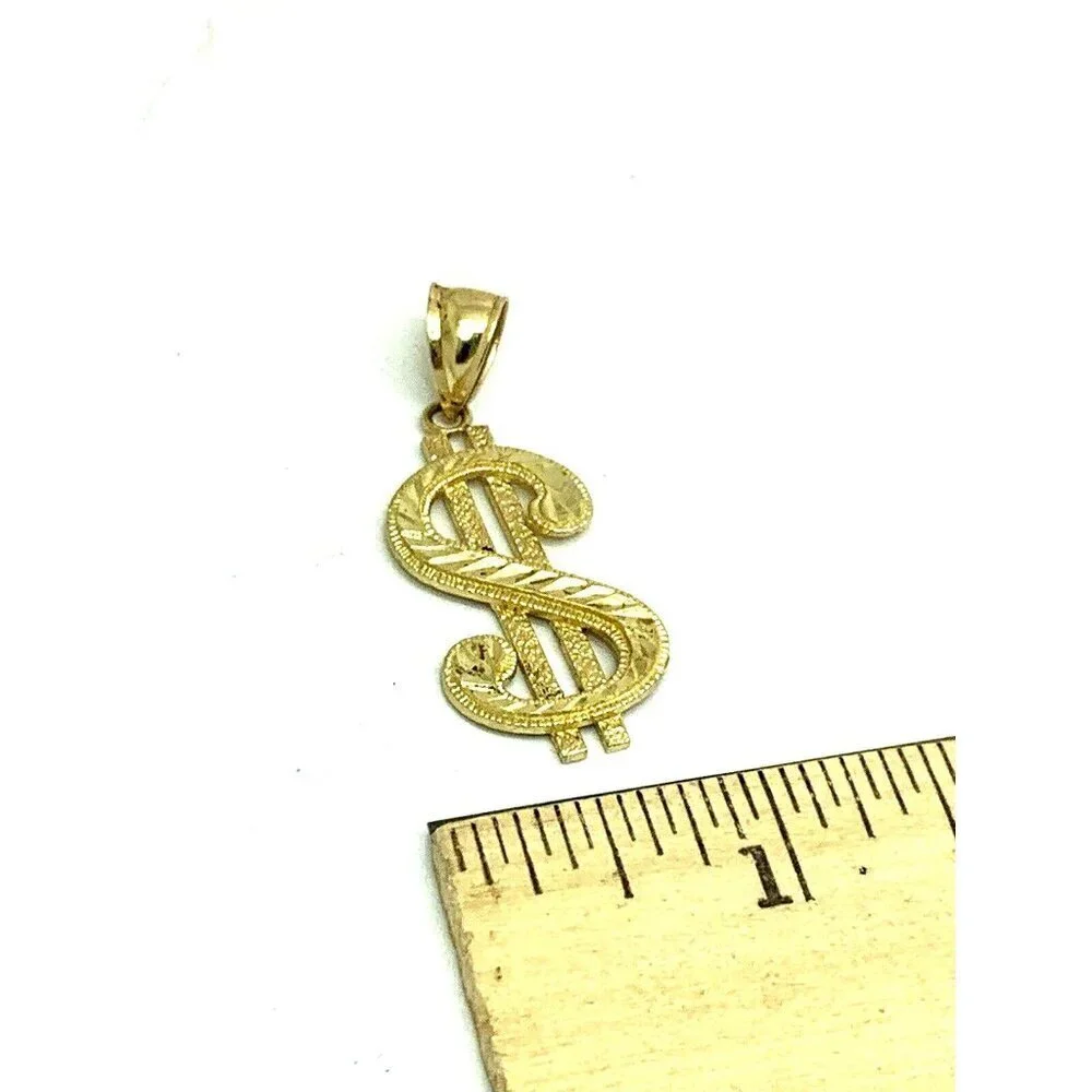 Dollar Sign Pendant $ Charm 10k Yellow Gold Unisex Jewelry NO CHAIN